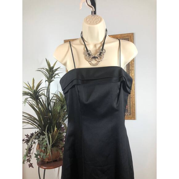 Jump Apparel Dress Women Size 7 Black Spaghetti Strap Fit Flare Party Formal - Picture 2 of 7